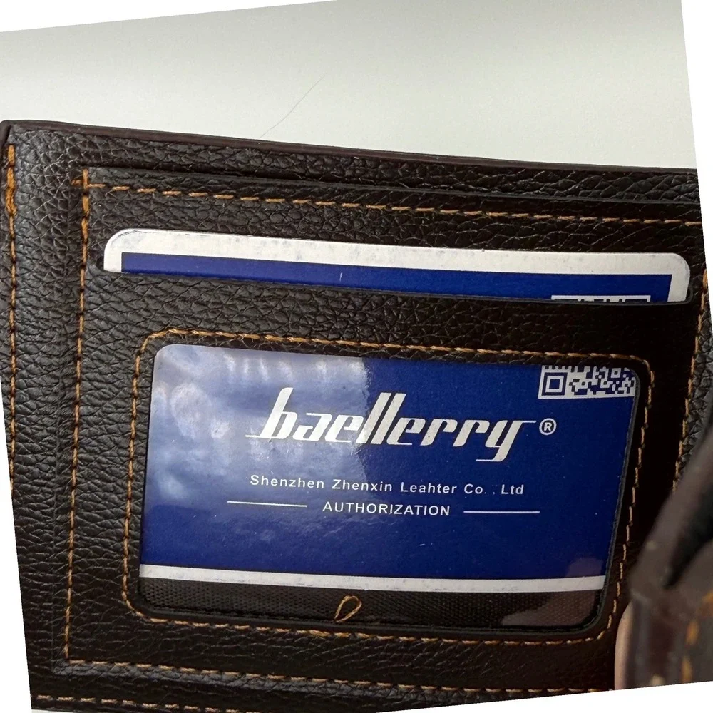 Baellerry Men's Dark Brown Faux Leather Bifold‎ Wallet Organizer Pockets